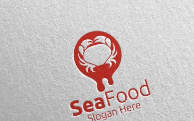Modelo de logotipo de caranguejo de frutos do mar para restaurante ou café 87