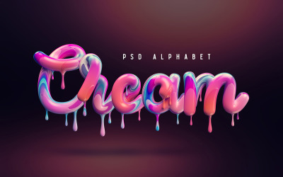 Crème alfabet lettertype