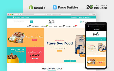 Shopify Theme namens "Paws Pet Store" #95851