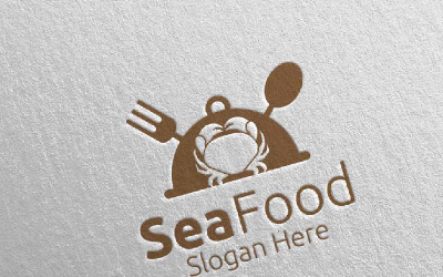 Krab owoce morza dla restauracji lub kawiarni 90 Szablon logo