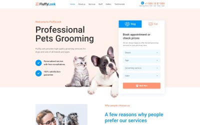 Responsive FluffyLook - Pet Grooming Clean Açılış Sayfası #95956