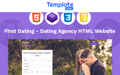 Responsive First Dating - Dating Agency Landing Page Template Açılış Sayfası #96094