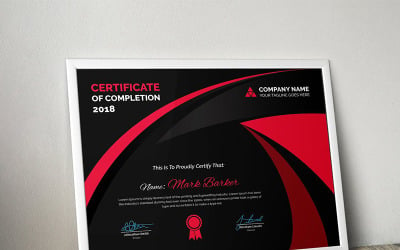 Plantilla de certificado moderno con curvas