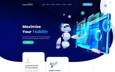 Reszponzív nanoSEO - SEO Business Landing Page Template Nyítóoldal sablon 96736