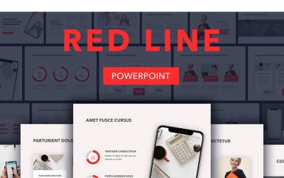 Röd linje PowerPoint-mall