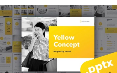 Žlutý koncept šablony PowerPoint