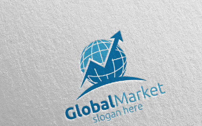 Wereldwijde marketing financieel adviseur 10 logo ontwerpsjabloon