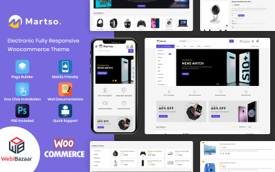 "Martso - Multipurpose Electronics Premium" - адаптивний WooCommerce шаблон №96816