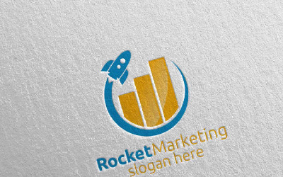 Design de consultor financeiro de marketing de foguetes 46 Modelo de logotipo