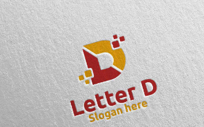 Digitális D betű tervezés 11 logó sablon