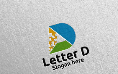 Digitale Letter D ontwerpsjabloon 12 Logo