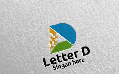 Digital Letter D Design 12 Logo Template