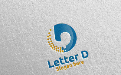 Modelo de logotipo digital Letter D Design 16