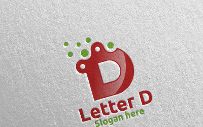 Digital Letter D Design 4 Logo Template