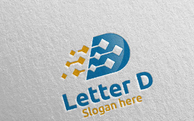 Letra D para modelo de logotipo 60 do consultor financeiro de marketing digital