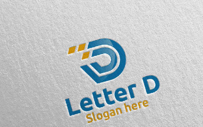 Letra D para modelo de logotipo 61 do consultor financeiro de marketing digital