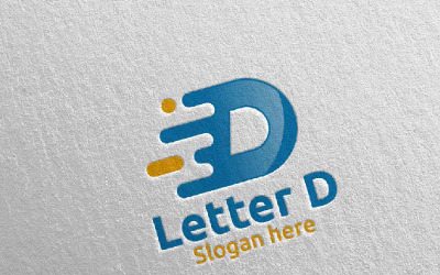 Lettre D pour le modèle de logo 63 de conseiller financier en marketing numérique