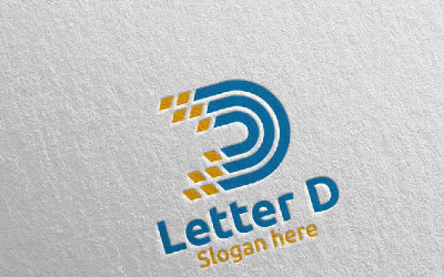 Lettera D per modello di Logo 65 finanziario di marketing digitale