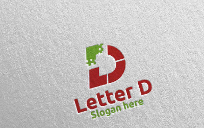 Lettera digitale D Design 13 Modello di Logo