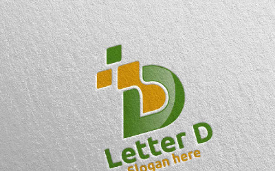 Digitální písmeno D Design 2 Logo šablona