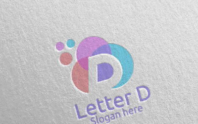 Digitální písmeno D Design 5 Logo šablona