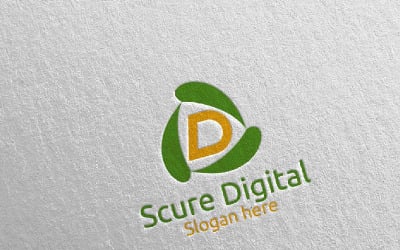 Secure Digital Letra D para Marketing Digital 79 Modelo de logotipo