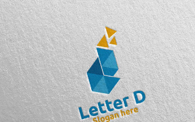 Cyfrowe litery D Design 10 Logo szablonu