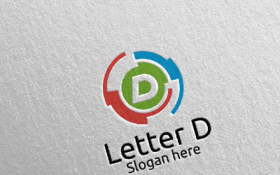 Litera D dla szablonu Logo 77 finansowego marketingu cyfrowego