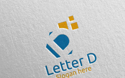 Lettera D per modello di Logo 67 finanziario di marketing digitale