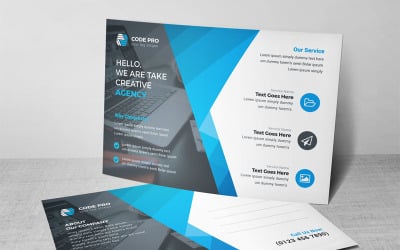 Red Color Postcard Card - Corporate Identity Template