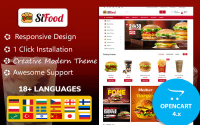Шаблон OpenCart для багатоцільової чуйної теми ресторану SiFood