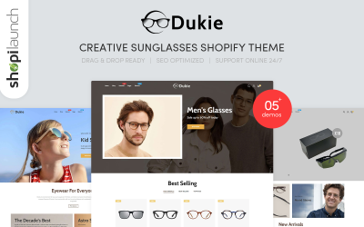 Dukie - kreativní sluneční brýle s motivem Shopify