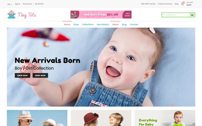 "TinyTots - Kids & Baby" - Shopify шаблон №97753