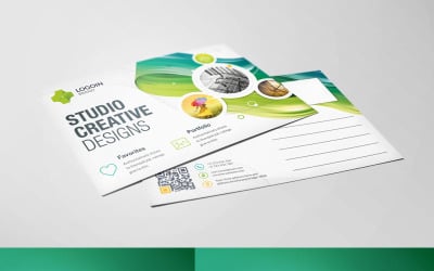 Green Color Postcard - Corporate Identity Template