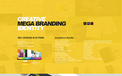 Papelería Creative Mega Branding - Plantilla de identidad corporativa