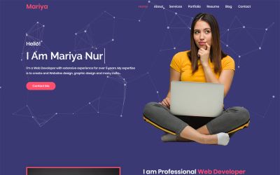 Modello di pagina di destinazione HTML5 del portfolio personale di Mariya