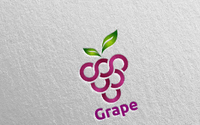 Modelo de logotipo moderno de frutas e uvas
