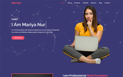 Reszponzív Mariya Personal Portfolio Nyítóoldal sablon 98142