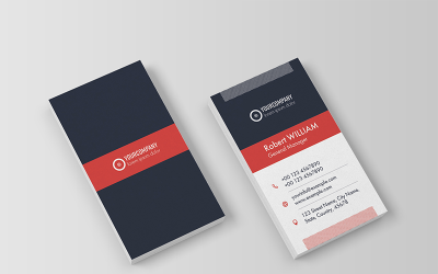 Layout de cartão de visita com detalhes em vermelho - modelo de identidade corporativa