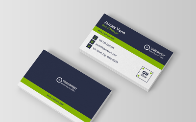 Layout de cartão de visita com toques verdes - modelo de identidade corporativa