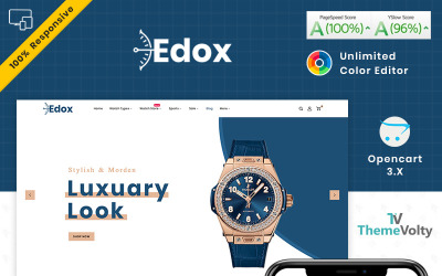 Modelo OpenCart do tema Edox Watch Store