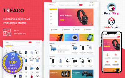 Reszponzív Treaco - Electronic Multipurpose Store PrestaShop Theme PrestaShop sablon 98407
