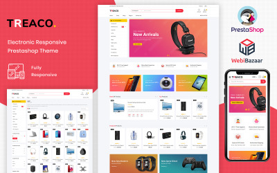 Template PrestaShop Responsive #98407 "Treaco - Electronic Multipurpose Store"