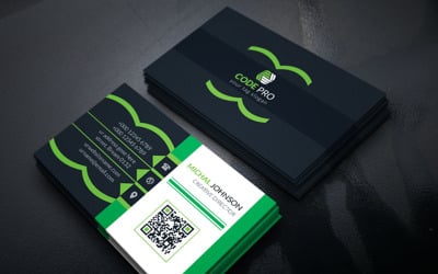 Cartão de visita de cor verde - modelo de identidade corporativa