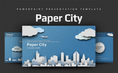 Kağıt Şehir Kağıt Şehir PowerPoint şablonu