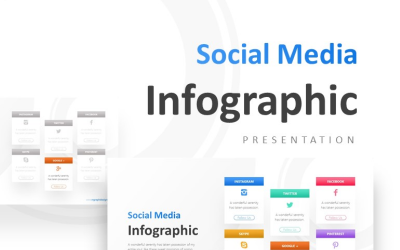 Social Media Icon Six Options Presentation PowerPoint template