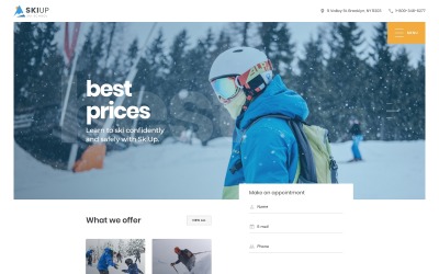SkiUp - Plantilla de sitio web de escuela de esquí receptiva
