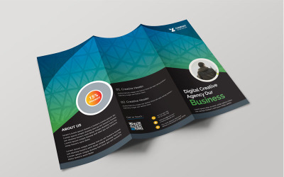 Zöld színű háromrétegű brosúra - Vállalati-azonosság sablon