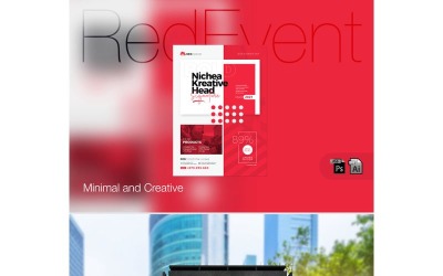 Cartel de evento rojo mínimo - Plantilla de identidad corporativa