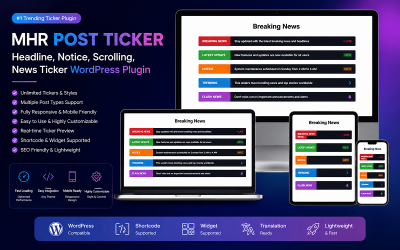 Mhr Post Ticker - плагин WordPress для отображения заголовков, уведомлений, бегущей строки и новостной ленты.